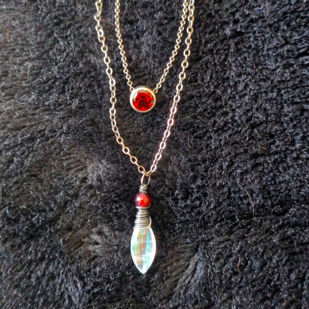 Garnet & moonstone necklaces